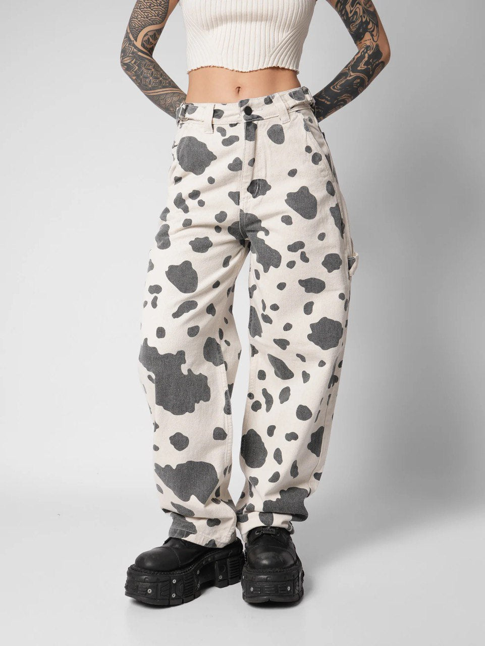 JEANS BAGGY COW STAINS