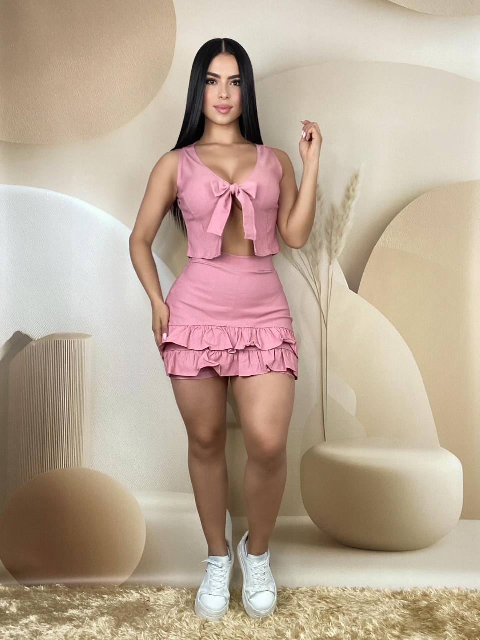 Conjunto blusa y falda short M077
