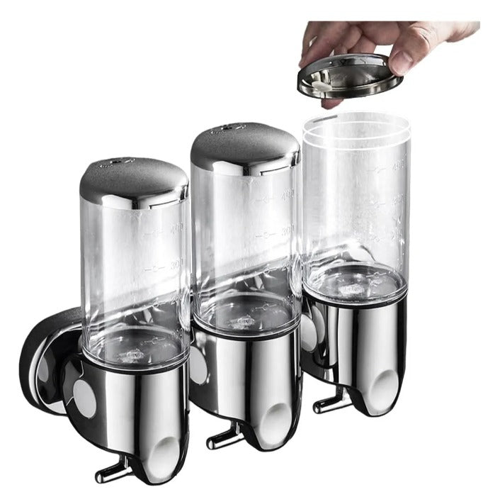 DISPENSADOR DE JABON SHAPOO BAÑO X 3