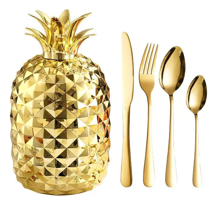 SET DE CUBIERTOS X24 TIPO PIÑA 🔥