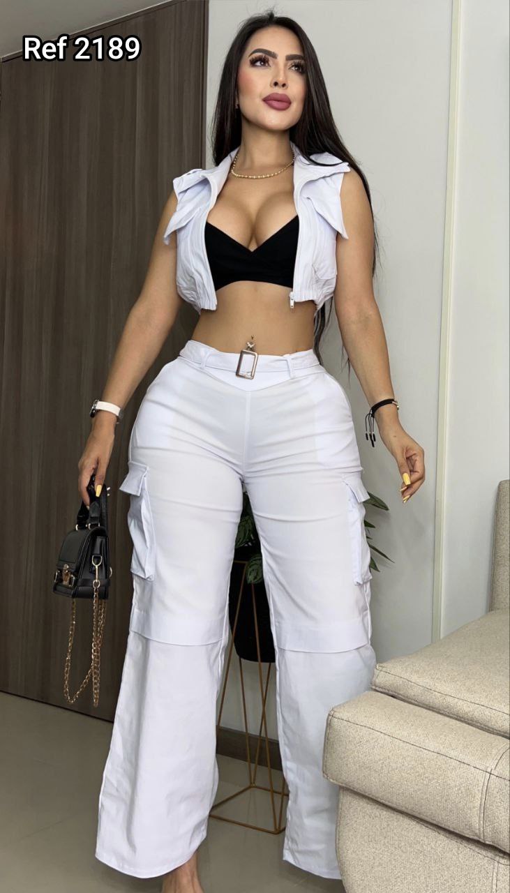 Conjunto top , chaleco y pantalón 2189