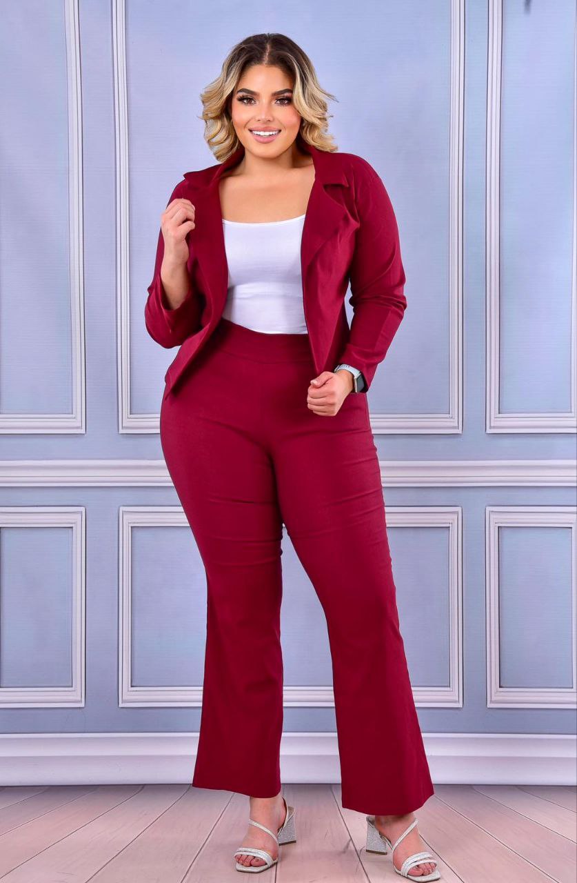 Conjunto blazer camiseta pantalón Plus