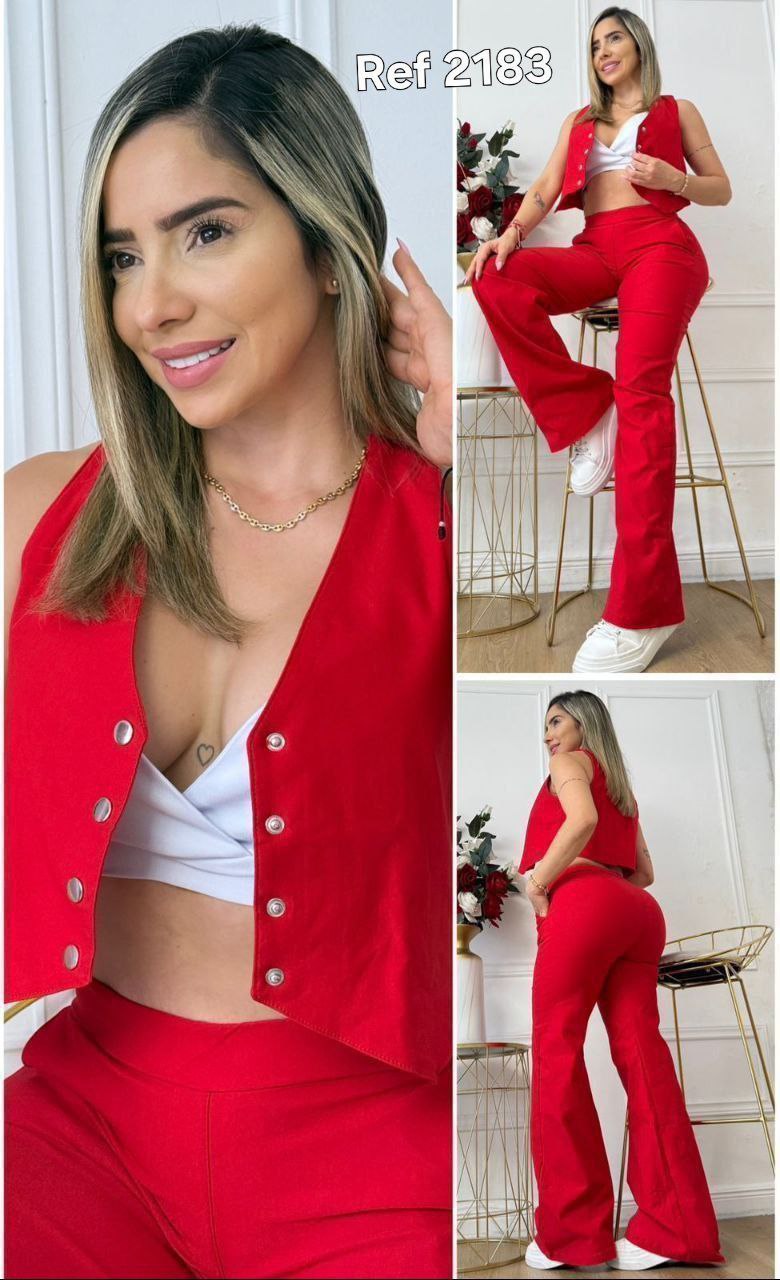 Top ,Chaleco y pantalón 2183