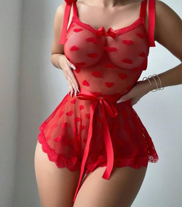 VESTIDO ROJO DE ENCAJE TALLA S