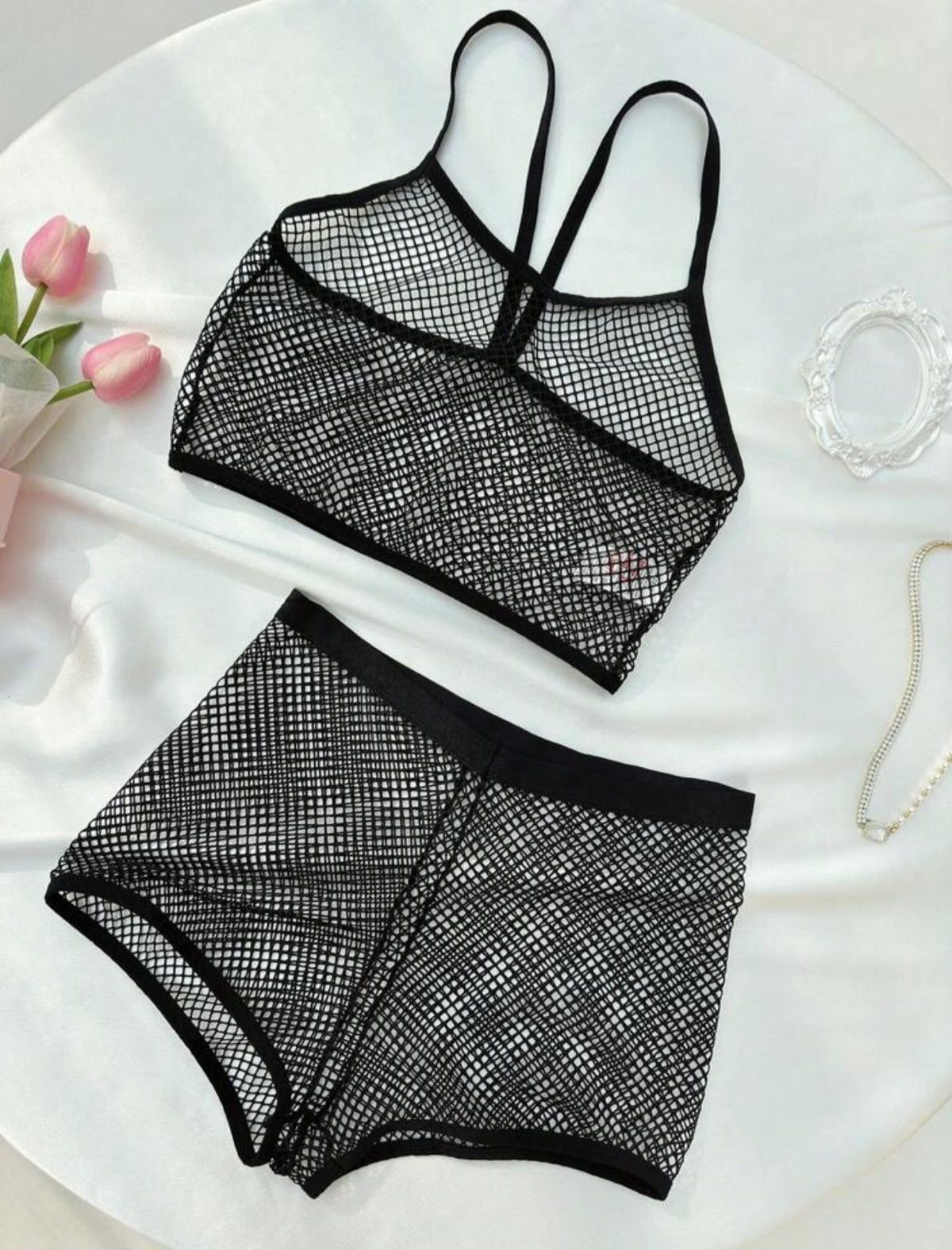 conjunto de malla negro talla m