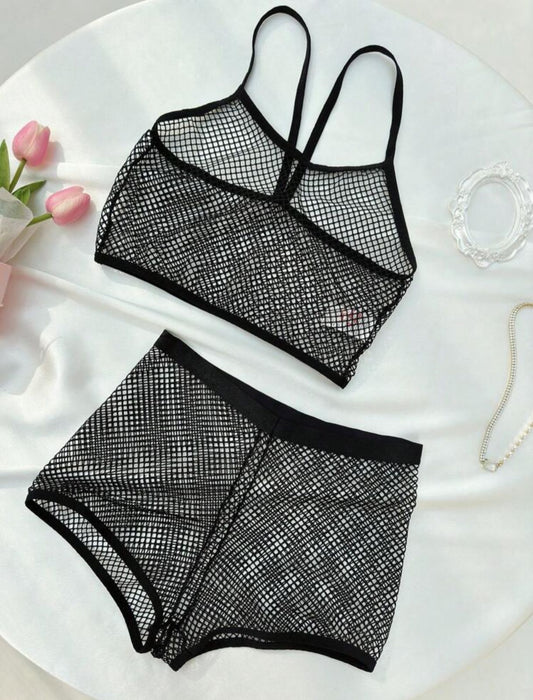 conjunto de malla negro talla m