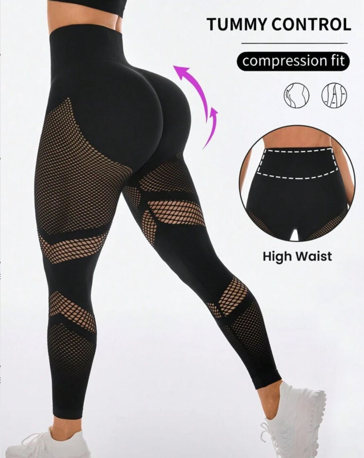 🖤 Leggins control abdomen + mesh 🖤 talla m