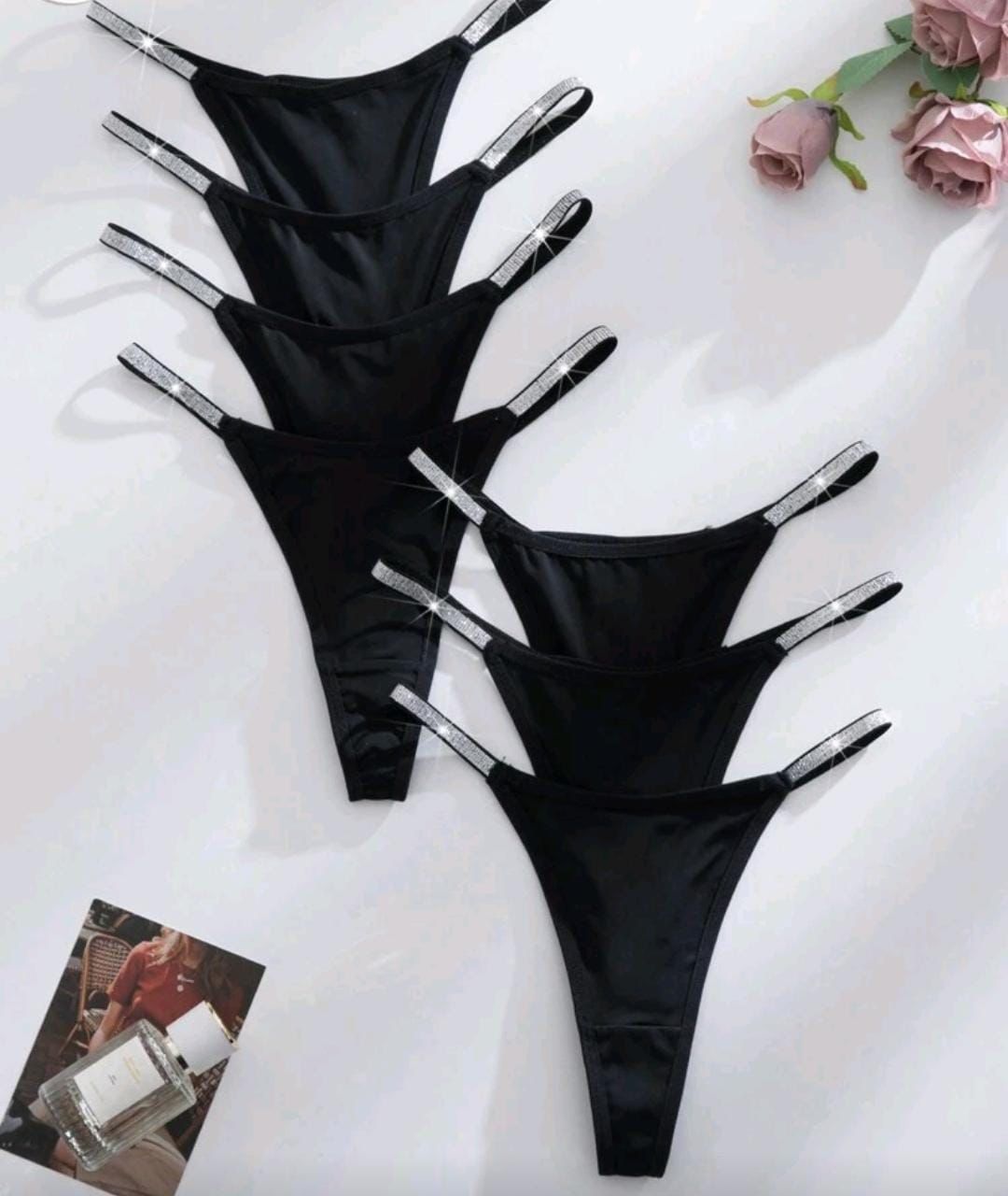 🖤 Panty negro sexy con tiras brillantes 🖤 talla s