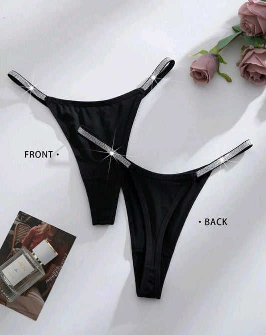🖤 Panty negro sexy con tiras brillantes 🖤 talla s
