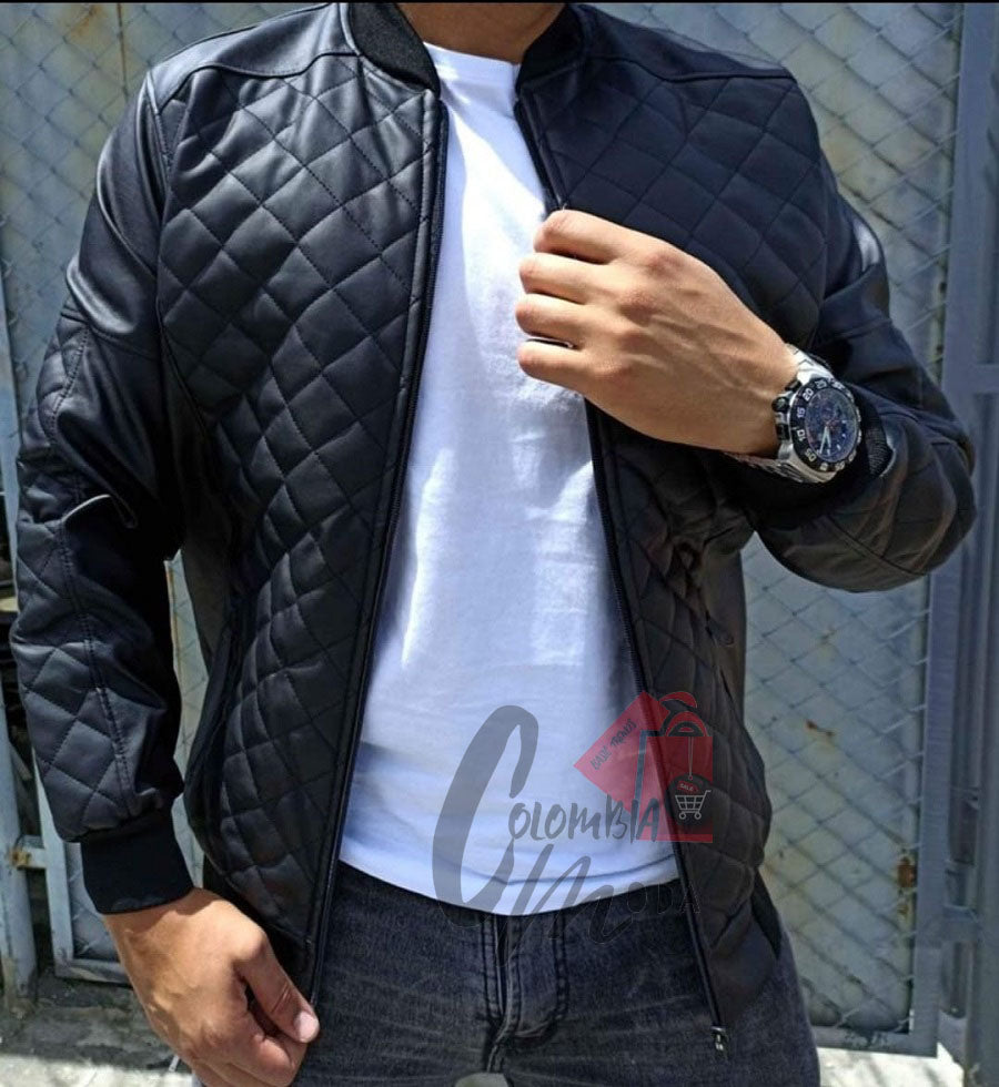 Chaqueta cuero textil piloto
