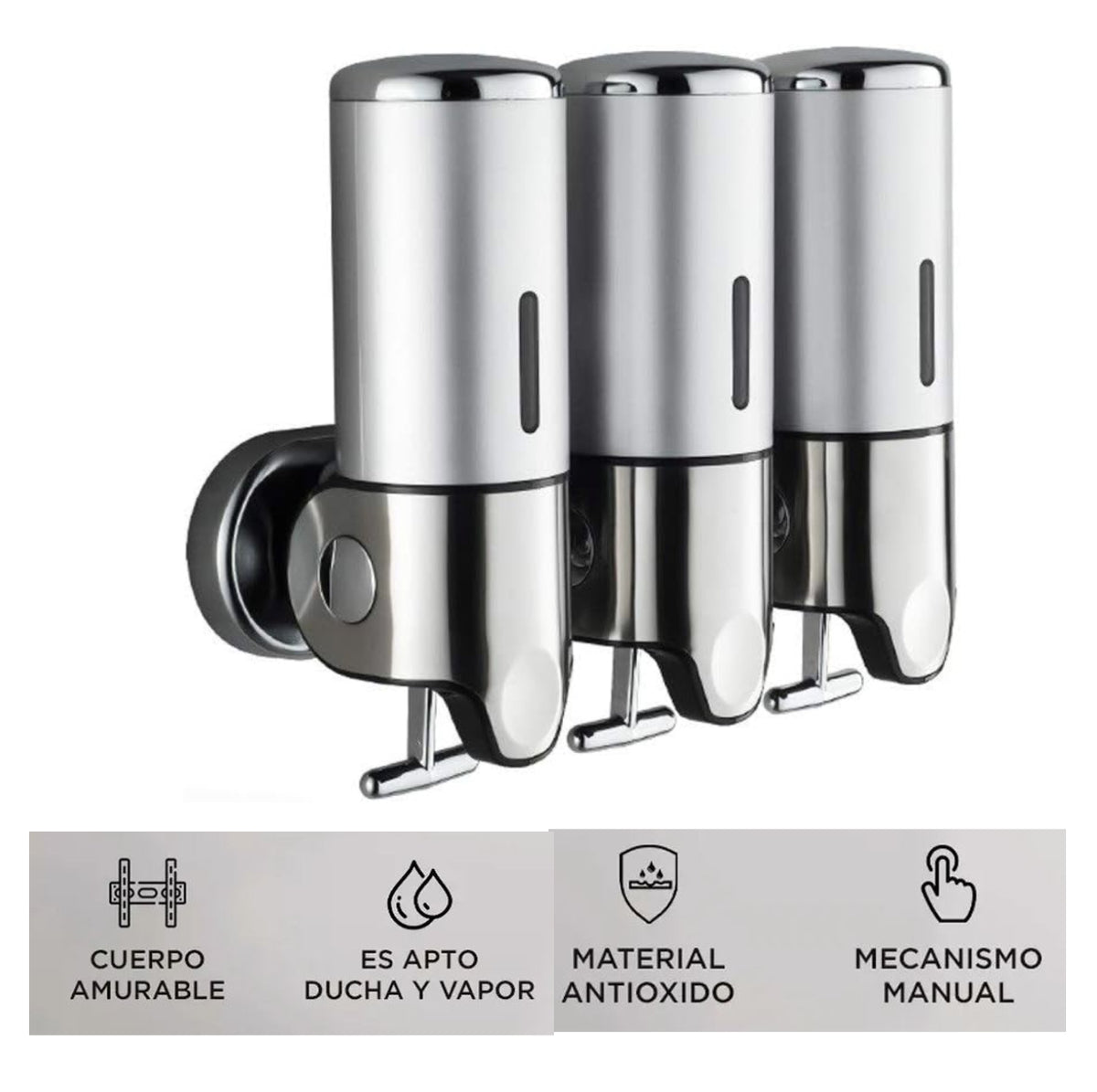 Dispensador De Jabon Y Shampoo Triple