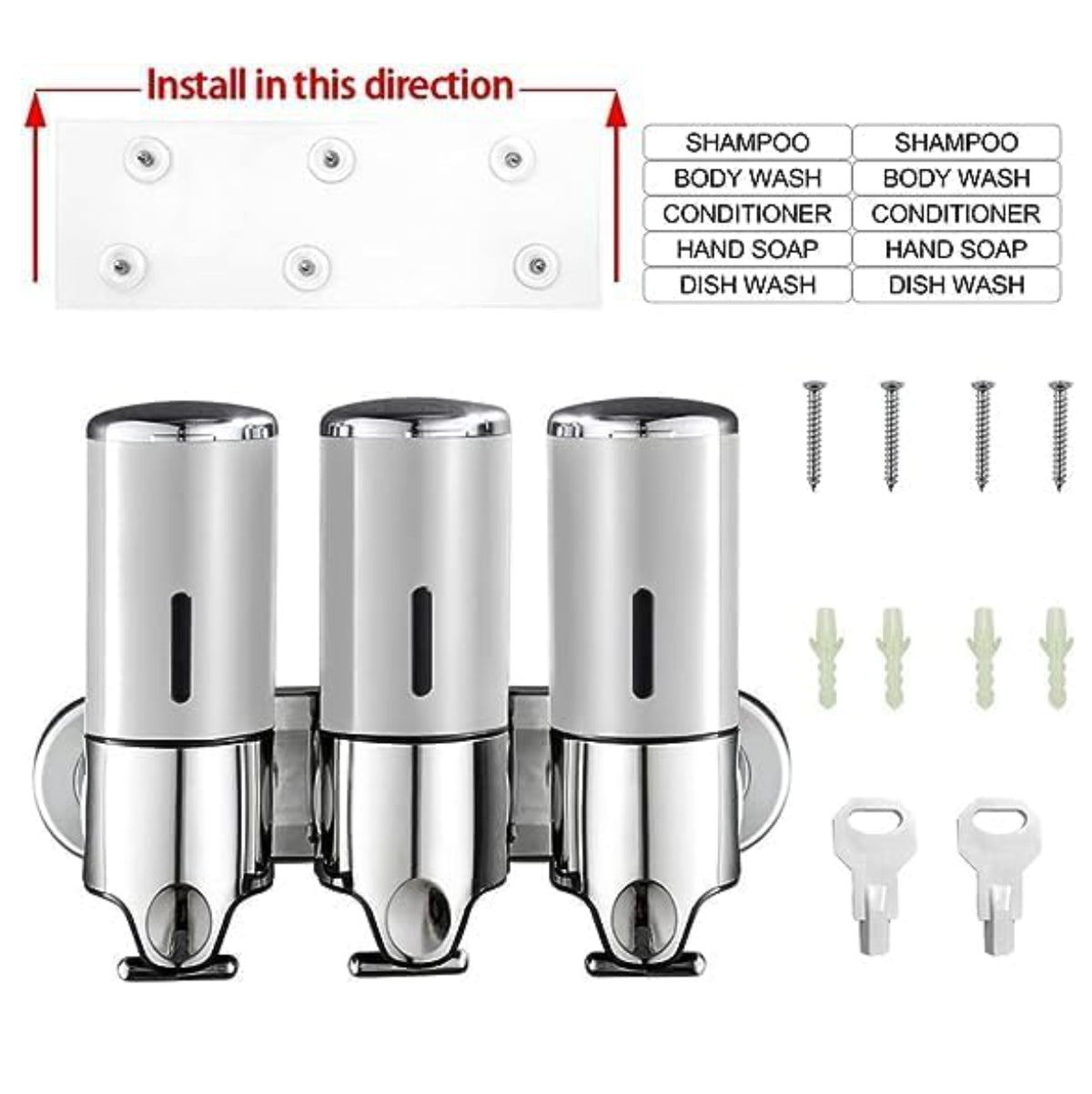 Dispensador De Jabon Y Shampoo Triple
