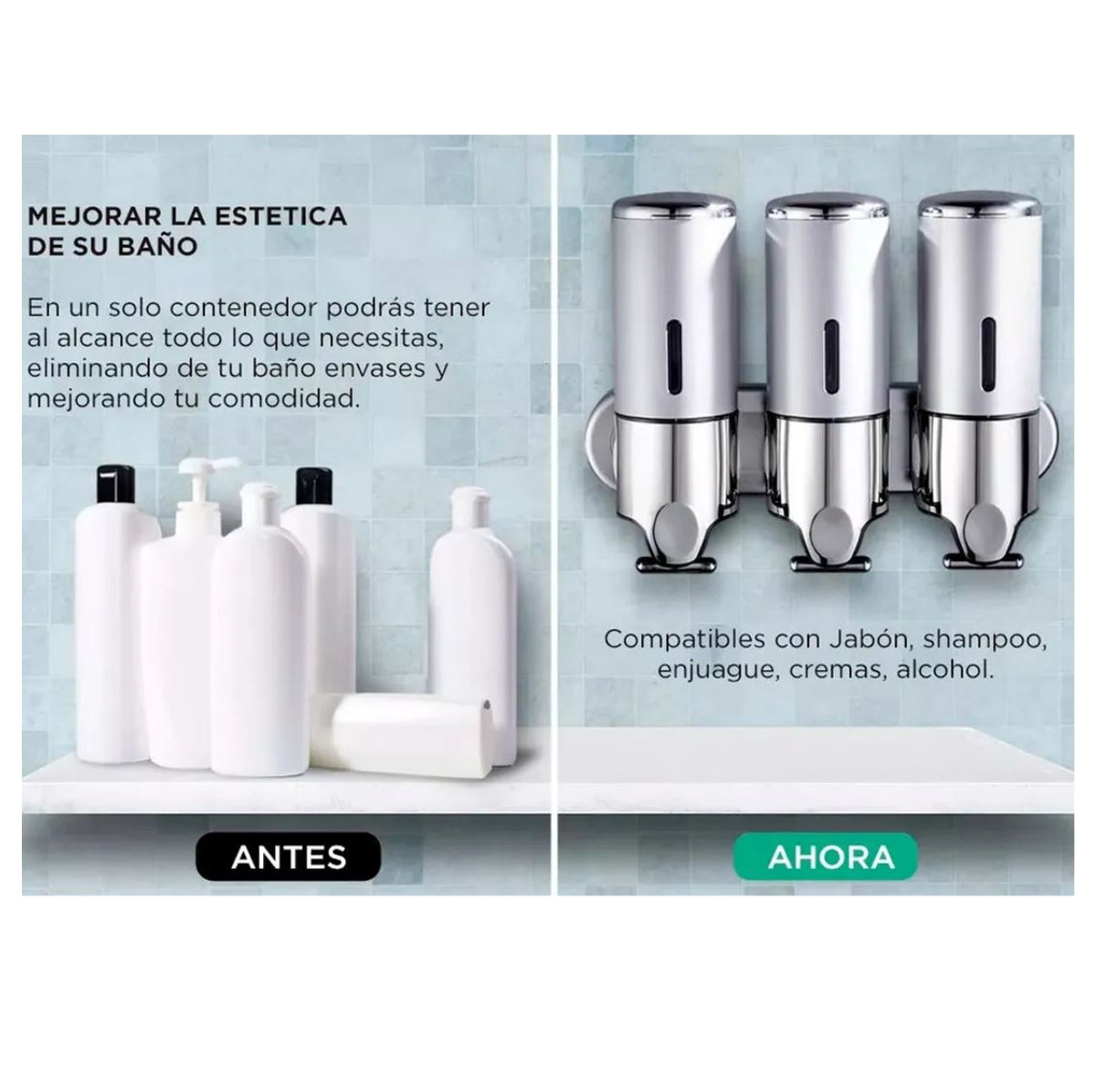 Dispensador De Jabon Y Shampoo Triple