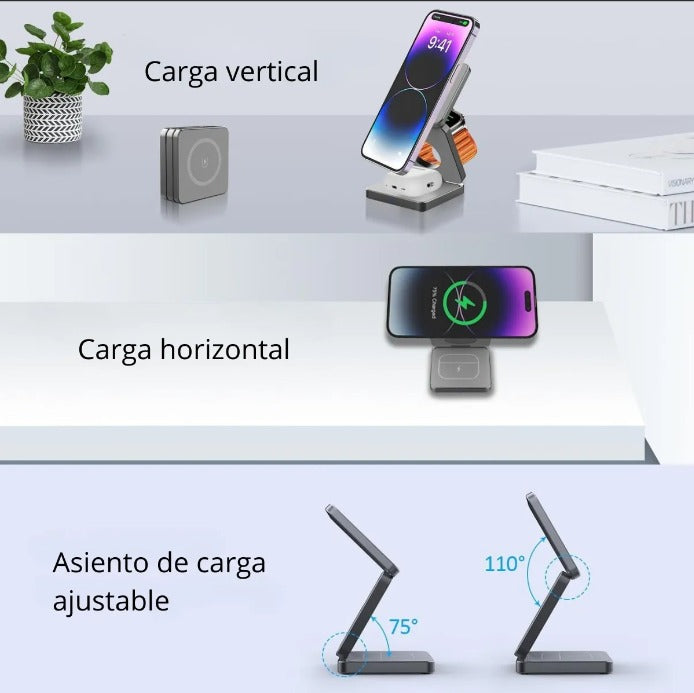 SOPORTE CARGADOR MAGNETICO  3 en 1